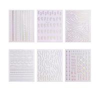 WeddHuis Stickers Ongles Nail Art 6 Feuilles Autoadhésif Holographique, Printemps Été Fleur Blanc, Deco Ongle Manucure, Autocollant Ongle, Stickers pour Ongles