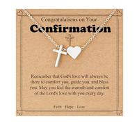 WEDDINEN Bijou de première communion, confirmation, baptême, cadeau pour adolescentes, filles, enfants, collier en forme de cœur pour femmes, filles, cadeaux religieux chrétiens, bijoux cadeaux pour