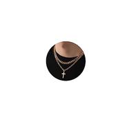 WEDDINEN Collier en acier inoxydable avec pendentif en forme de croix cubaine/figaro pour homme et garçon, 18in/20in, Acier inoxydable, Pas de gemme