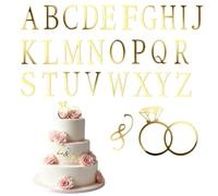 Wedding Cake Topper Bague, Cake topper bague diamant personnalisable avec 26 lettres A-Z, initiales de mariée et marié, décoration de gâteau pour fiançailles, Saint-Valentin et anniversaires，A