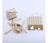 Wedding Candy Boxes Elegant Paper Gift Bags With Ribbon Design Sweet Flower Patterns For Wedding Party Favors Golden Silver 10PCS 6.6x3.1x8.6cm (Or)