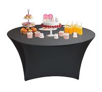 Wedding Decor Housse de table ronde en lycra spandex pour mariage, anniversaire, fêtes - Pied de 1,5 m (Noir)
