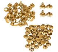 Wedding Decor - Lot de 100 rivets double calotte - Bricolage, chaussures, sacs, vêtements, réparation, cuir, Métal, doré, 9 mm