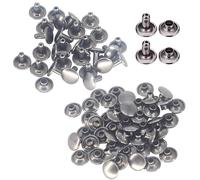 Wedding Decor - Lot de 100 rivets double calotte - Bricolage, chaussures, sacs, vêtements, réparation, cuir, Métal, Gris acier, 12 mm