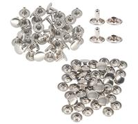 Wedding Decor - Lot de 100 rivets double calotte - Bricolage, chaussures, sacs, vêtements, réparation, cuir, Métal, Silver, 8 mm