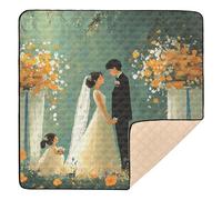 Wedding Garden Happy Bride Groom Grand tapis de jeu élégant pour intérieur et extérieur 1 pièce pour bébés, enfants, tout-petits, nourrissons, 127 x 127 cm