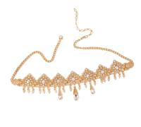 Wedding Head Piece Gold Color Hair Accessories for Women Wedding Rhinestone Hair Accessories for Bride Necklace pour les occasions spéciales et les festivals(WHITE)