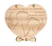 Wedding Money Holder, Heart Shaped Wooden Marriage Decoration, Cash Envelope Box for Newlyweds, Elegant Bride and Groom Gift, Decorative Cash Box for Wedding, 6.69 inches