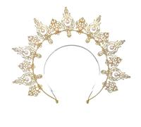Wedding Pearl Hair Crown Head Chain with Tassel, Elegant Queen Headdress For Photography Bride Party, One Size, Bois d'agar