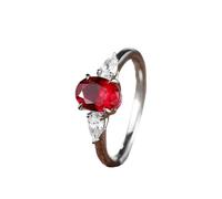 Wedding Ring Alliance 49 Or Blanc 9 Carats Élégant Rubis Ovale de Laboratoire à 4 Griffes de 2,6 CT avec Moissanite en Forme de Goutte D'Eau Mise à Niveau 3.0 pour Sœur Nouvelle Année Bijoux