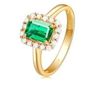 Wedding Ring Bague 60 Or 18 Carats Émeraude Créée en Laboratoire Forme Rectangulaire Solide Non Plaqué Mise à Niveau 3.0 pour Mesdames Cocktail Bijoux