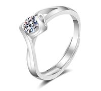 Wedding Ring Bague Cercle en Argent Or Blanc 14 Carats Moissanite Cœur Creux avec Pierre Précieuse Taille Sœur pour Lesbienne Nouvel An Bijoux