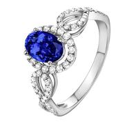 Wedding Ring Bague Fille Ado Argent Or 18 Carats Saphir Créé en Laboratoire Forme Ovale Taille Solide Non Plaqué Mise à Niveau 3.0 pour Mesdames Action de Grâces Bijoux