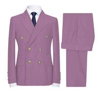Wedding Suits for Men 2 Piece Suit Double Breasted Business Casual Wedding Tuxedo Suits Blazer Pants Set Dark Pink 5X Large