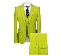 Wedding Suits for Men One Button 3 Piece Blazer Dress Prom Tuxedo Set Business Wedding Jacket Vest Pants Grass Green 3X Large