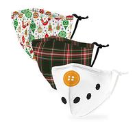 Weddingstar 3 Pack Kid's Washable Cloth Face Mask Reusable and Adjustable with Filter Pocket - Jolly Holiday