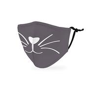 Weddingstar Enfants Masque en tissu lavable Tissu de protection réutilisable et réglable Couvercle avec poche pour filtre à poussière - Chaton gris