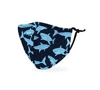 Weddingstar Enfants Masque en tissu lavable Tissu de protection réutilisable et réglable Couvercle avec poche pour filtre à poussière - requin bleu