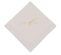 Weddingstar Serviettes à cocktail 3 plis en feuille d'or gris - I Do