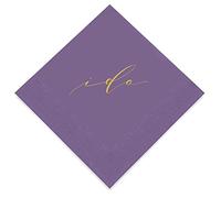 Weddingstar Serviettes à cocktail 3 plis en feuille d'or violet - I Do