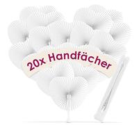 WeddingTree 20 x Eventail Mariage Personnalisable - Lot Eventail Blanc - éventail Mariage - Cadeau Invites Mariage Flamenco Danse du Ventre - Eventail Mariage Lot - Eventail en Lot - éventails