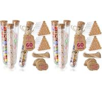 WeddingTree 60 x Tube à essai en plastique -17 x 105 mm - 20 ml - Avec corde de jute en liège et pendentif - Cadeau de mariage, verres à épices de décoration (Lot de 2)