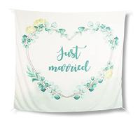 WeddingTree Drap de mariage « Just married » - Cœur de mariage à découper et 2 ciseaux - Jeu pour les mariés - Déco motif photo