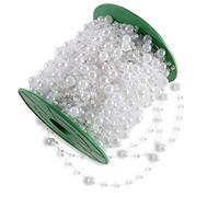 WeddingTree Guirlande de perles 60 m blanc - Ruban de perles pour déco de mariage et de soirées - Anniversaires baptêmes Noël - 1 rouleau