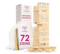 WeddingTree Livre d'or Mariage Bois comme Tour en Bois - avec 72 Blocs, Un Sac de Rangement et 3 Marqueurs Métalliques - Livre de Mariage - Livre d Or Mariage