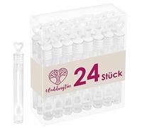 WeddingTree Lot de 24 bulles de savon en blanc avec poignée en forme de cœur pour mariage, baptême, anniversaire, fiançailles, Saint Valentin, fête