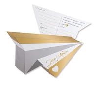 WeddingTree Lot de 50 cartes de ballons de mariage vintage - Design aviateur doré - Cartes pour mariage - Extra légères pour un vol long - Perforées