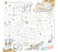 weddlyn Autocollants pour mariage - 180 autocollants pour livre d'or de mariage - Motifs inspirants - Kit d'autocollants parfait pour album photo de mariage - Couleur pastel avec autocollants à