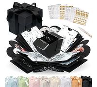 weddlyn® - Boîte Surprise - Papier de Haute qualité et Savoir-Faire - Boîte Explosion avec Autocollants Modernes et Stylo - Boîte créative - pour Les Anniversaires avec Instructions - Noir (Mat)