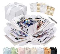 weddlyn® - Boîte Surprise - Papier et Savoir-Faire de Haute qualité - Boîte Explosion avec Autocollants Modernes et Stylo - Boîte Photo - Boîte Surprise créative avec Instructions - Blanc (Brillant)