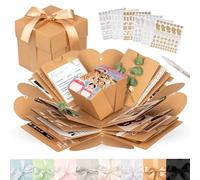 weddlyn® - Boîte Surprise - Papier et Savoir-Faire de Haute qualité - Boîte Explosion avec Autocollants Modernes et Stylo - Boîte Explosion - Boîte Photo Pop-up avec Instructions - Marron (Mat)