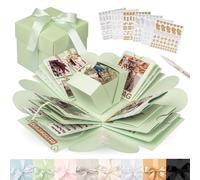 weddlyn® - Boîte Surprise - Papier et Savoir-Faire de Haute qualité - Boîte Explosion avec Autocollants Modernes et Stylo - Boîtes Surprises - Boîte illustrée avec Instructions - Menthe (Mat)