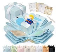 WEDDLYN® - Coffret surprise - Papier et savoir-faire de haute qualité - Boîte explosion avec autocollants modernes et stylo - Coffret cadeau avec images dépliantes - Instructions incluses - Bleu (mat)