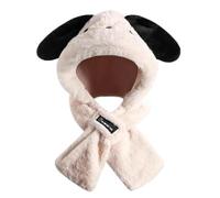 wedfcvrt Ensemble Chien Bon-net à Capuche Pour Femme, Bon-net 3 En 1 Avec Écharpe, Bonnet à Cache-Oreilles Chien, Sweat à Capuche Chaud, Bonnet De Poche, Longues Écharpes Avec Mitaines, Cache-Cou