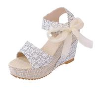 Wedge Sandales à Lacet pour Femmes été, Talon Compensé Grande Taille imprimé Claquettes, Dames décontractée Élégant Chaussures de Plage