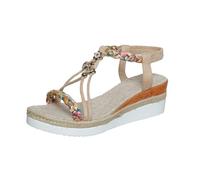 Wedge Sandales bohème pour femme - Sandales plates élégantes avec strass et perles - Chaussures de plage décontractées - Élastiques - Pour l'intérieur et l'extérieur, Blanc., 41 EU
