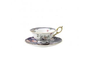 Wedgwood Petite tasse à thé Wonderlust avec soucoupe jardin de minuit