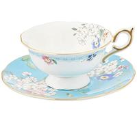 Wedgwood Wonderlust 40024024 Ensemble tasse à thé et soucoupe en porcelaine anglaise Motif fleurs de pommier
