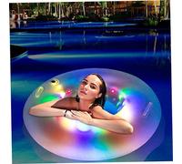 Wedhapy Bouée De Natation Lumineuse Ronde en PVC avec Poignée Flotteurs De Piscine Gonflables Flotteurs De Piscine D'été Transparents Et Imperméables pour L'entraînement à La Natation Taille Adulte