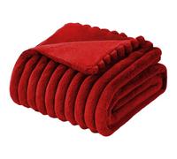 Wedhapy Couverture lestée en Polaire d'hiver rayée 150 x 200 cm Double Couche Thermique vin Rouge - Couverture tricotée - Teinture à l'eau - Douce pour la Peau - pour canapé, lit, canapé