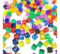 Wedhapy Dice coloré Cubes acryliques à 6 côtés Dice Dice Games 200pcs, Acrylique 8 mm D6 Dice Set Translucent Gem Blocks Square DIY Dice GAM
