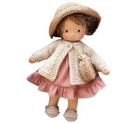 Wedhapy Doupée à Cheveux bouclés de 10 Pouces avec Un Chapeau, Un Sac et Une Robe, Jouet en Peluche pour Les bébés et Les Tout-Petits (Style 2)