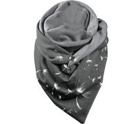 Wedhapy Écharpe écharpe des Dames écharpe Triangle pour Femmes Scarpe d'hiver imprimée Thermique en Polyester avec Boucle avec écharpe Mignonne décontractée pour extérieur, Gris