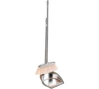 Wedhapy Ensemble de Pelle et balayette en métal Pelle et balayette à Long Manche en Acier Inoxydable et balayette Brosse de Balayage Verticale Robuste avec Cerceau de Suspension Forme Ronde