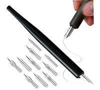 Wedhapy Ensemble de stylos à plume pour dessin stylos à tremper en bois avec 5 pointes pour manga BD lettrage et dessin l'encre ensemble de tremper noirs