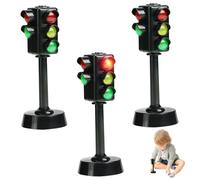 Wedhapy Feux de signalisation pour Enfants, 3 Mini-Panneaux de signalisation 11, 9 cm, Jouets, Feux LED avec klaxon, Panneaux d'arrêt pour l'éveil précoce